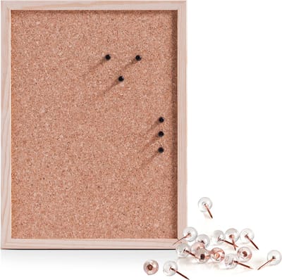 Prikbord incl. 25x punaises - 30 x 40 cm - rose goud - kurk