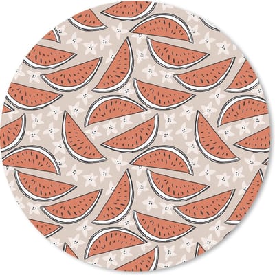 Muismat rond 20x20 cm - Mousepad Zomer - Watermeloen - Patroon - Ronde muismatten