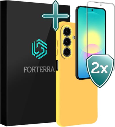 Hoesje Met 2x Screenprotector - Geschikt voor Samsung Galaxy A27 - Sterk & Shockproof - Telefoon Hoes - Back Cover - Siliconen Case - Geel