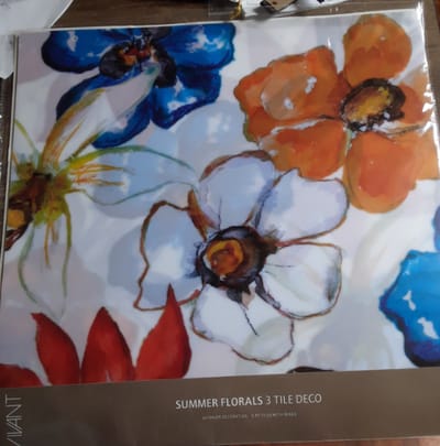 Summer florals - decoratie tegels - Bloemen - 50 x 50 cm - 3 stuks - kunststof
