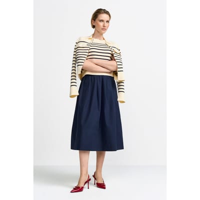 Rich & Royal Cotton Midi Skirt Organic Midnight Blue Size: 34 | Midi Skirts Outlet | Dames | Blauw