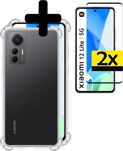 Hoesje - Met Screenprotector - 2 Stuks - Geschikt voor Xiaomi 12 Lite - Sterk & Shockproof - Siliconen Case - Back Cover - Telefoon Hoes - Shock Proof - Telefoonhoesjes - Transparant