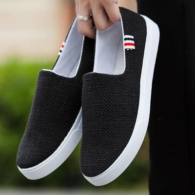 Zomer Linnen Stoffen Schoenen Heren Koreaanse Versie Casual Schoenen Slip-on Luie Schoenen Trend Herenschoenen Ademende Skateschoenen 41 white