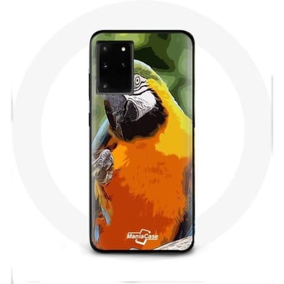 Coque - Aras - Samsung Galaxy S11 Plus - Souple - Perroquet - Orange et vert vert