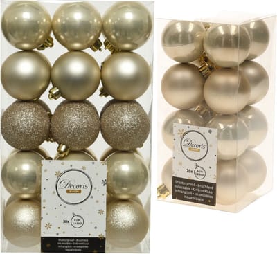 Kerstversiering kunststof kerstballen parel/champagne 4-6 cm pakket van 46x stuks - Kerstboomversiering
