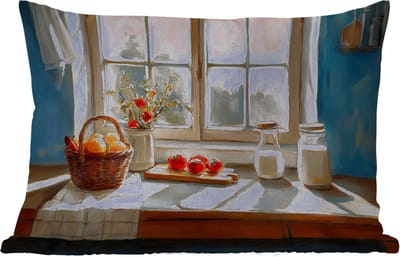 Buitenkussens - Tuin - Stilleven - Keuken - Doorkijk - Vintage - 50x30 cm