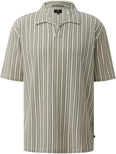 Gestreept Poloshirt in Rekbaar Jersey QS
