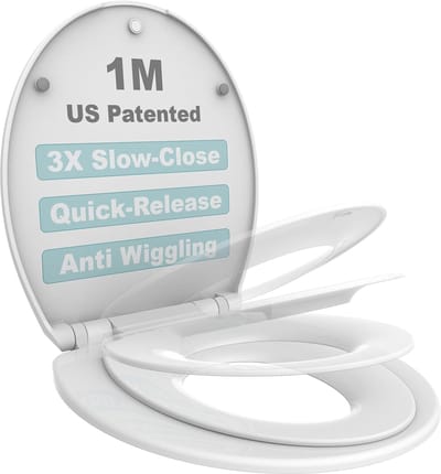 Ronde Toiletbril - Peuterzitting Ingebouwd - Zindelijkheidstraining - Drie Slow-Close - Standaard Rond - Wit