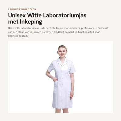 Dailygoods- Laboratoriumjas Unisex - Medische Jas met Inkeping Revers - 3 Zakken - Rimpelbestendig - Sneldrogend - 80 cm Lengte