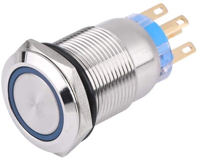 Allecto - Zelfvergrendelende Drukknop Schakelaar - LED Blauw - 19mm - Waterdicht - Schakelaar - 12V - Geschikt voor diverse toepassingen - Blauw