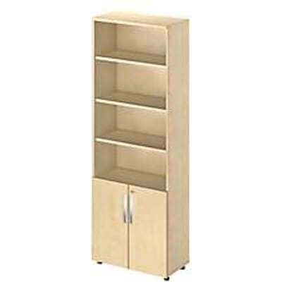 Schäfer Shop Select LOGIN combinatiekast, 4 legborden boven, 2 dossierhoogtes met deuren onder, B 800 x D 420 x H 2240 mm, ahorn decor/ahorn decor