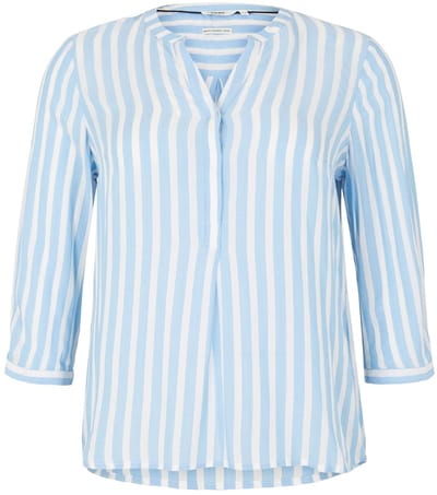 Tom Tailor - Plus Size - Henley-blouse met streepmotief - Maat 54 - bleu white stripe