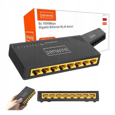 Netwerk Switch - Zenwire SG1008 - 8 poorten - Internet Splitter - Ethernet - Voor Internetkabel - LAN Party - 1000 MB - Full-Duplex - 7 LAN-poorten - 1 WAN-poort - Zwart