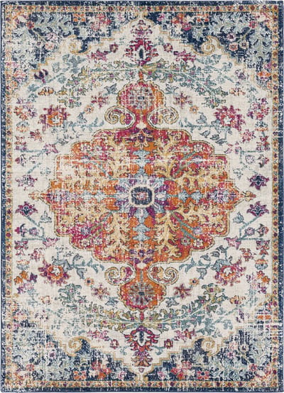 SURYA Lou vloerkleed vintage oosters donkeroranje
