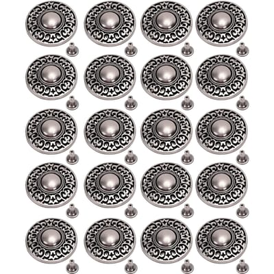 20 stuks Metalen Jeans Knoop Set 24mm Metalen Knopen Klinknagel Stud Set voor Broeken DIY Ambachten Antiek Zilver