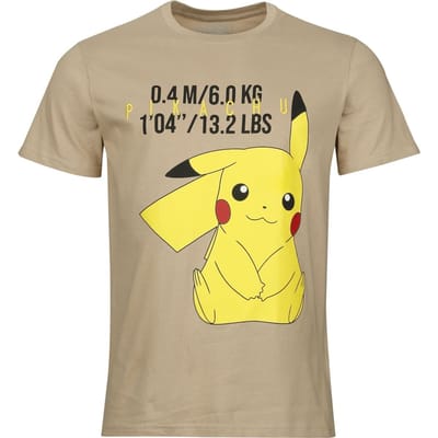 Pokémon - Gaming T-shirt - Pikachu - S tot M - voor Mannen - beige