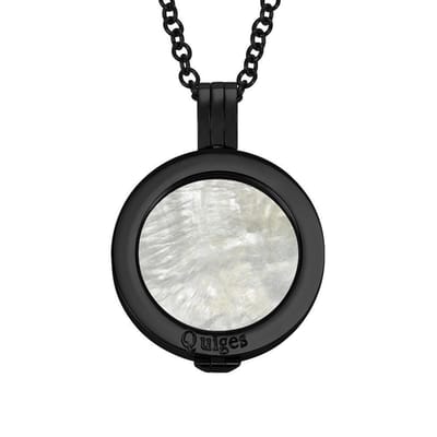 Quiges - RVS 25mm Munthouder Zwart met Ketting en Munt - EPRHZ2388