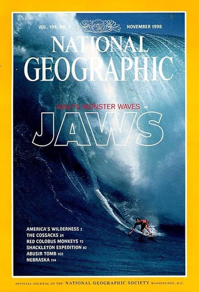 NATIONAL GEOGRAPHIC NOVEMBER 1998 EDITIE ENGELS TIJDSCHRIFT MAUI'S MONSTER WAVES JAMS