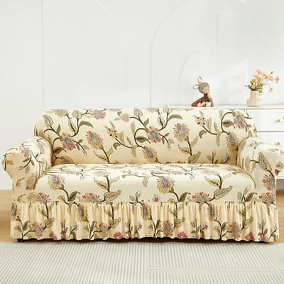 1/2/3/4 Zits Stretch Print Bankhoes Met Rok Elastische Bankhoezen voor Woonkamer Bankstoel Bankhoes Medium