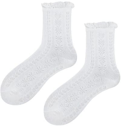 Dailygoods- Sokken met Ruches - Katoenen Sokken - Elegante Sokken - Comfortabele Pasvorm - Geschikt voor Maat 36-42 - Tijdloze Elegantie - Enkelsokken
