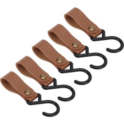 15 stuks leren S-haken Hoge sterkte Multifunctionele Draagbare S-hangers voor Buiten Kamperen Bruin brown