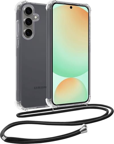 Hoesje Geschikt voor Samsung Galaxy S24 FE - Met Koord - Shock Proof - Siliconen Case - Back Cover - Telefoonkoord - Telefoon Hoes Shockproof - Telefoonketting - Transparant