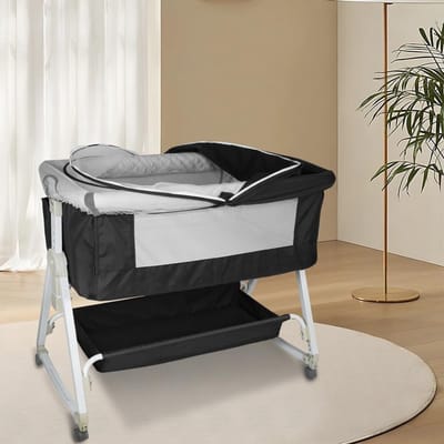 3-in-1 Extra Babybed Box Reiswieg Incl. Matras 6-Voudig Verstelbaar 92 x 52 cm Zwart