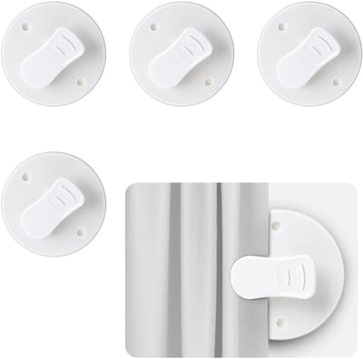 Dailygoods- Douchegordijn Clips 4 Stuks - Zelfklevend - Spatbescherming - Winddicht - Kunststof/Metaal - 5 Inch / 12,7 cm - Douchegordijn Haken