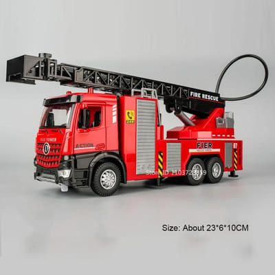 Modèles de Camions de Pompiers à Échelle 1/32 Jouets Pour Garçons Camions Citernes à Eau en Métal Moulé Sous Pression Avec Système à Tirer Son Lumière Véhicule d'Ingénierie Cadeaux