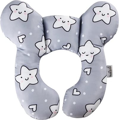 KimDo - Baby Maxi Cosi Steun Kussen - Grijs sterren Neksteun voor Baby's - Steunkussen voor Reiswieg - MaxiCosi Steunkussen - Slaapkussen - Baby in de Auto - Babystoel Nek Steun - Baby Slaapkussen - Autostoel Nekkussen / Kussen