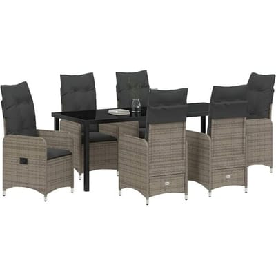 vidaXL - Tuin - Eettafel - Set - 7 - st - Grijs - poly - rattan