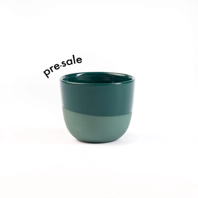 Espresso kopje – 60ml - Half Glazed - Pine Green - Handgemaakt – Porselein – Espresso Kop – Koffiekopjes – Espressomachine - Barista Essentials