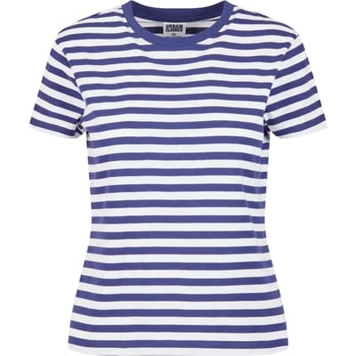 Urban Classics - Regular Striped Dames T-shirt - XL - Wit/Blauw