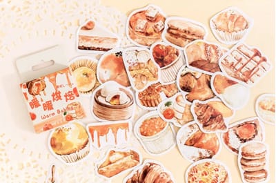 Bakkerij en Zoetigheden Stickers 45 stickers – Bullet Journal, Planner & Scrapbook Stickers – Sinterklaas & Kerstcadeau – Schoencadeau - Cadeaus onder €5