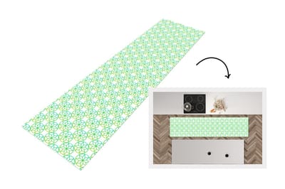 Keukenloper - Loper keuken - Groen - Sterren - Patronen - Cirkel - 200x50 cm - Keukenloper vinyl