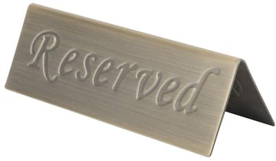 Allecto - Gereserveerd Teken - Roestvrij Staal - Duurzaam en Herbruikbaar - 12 x 4 x 3.5 cm - Ideaal voor Restaurant en Bar - Bronzen Kleur