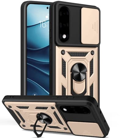 MobyDefend Hoesje - Geschikt voor OnePlus Nord 5 - Pantsercase Met Draaibare Ring - Goud