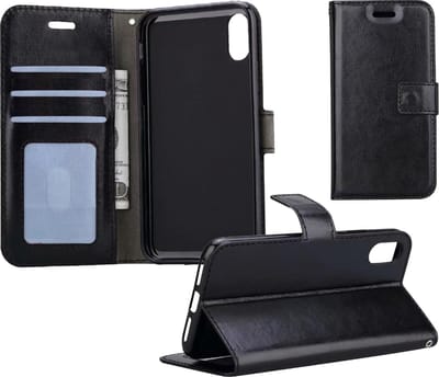 Hoesje - Geschikt voor Apple iPhone Xs Max - Luxe Bookcase - Walletcase Hoes - Portemonnee - Cover - Telefoonhoes - Zwart