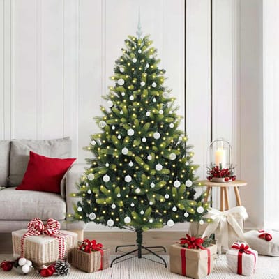 vidaXL - Kunstmatige - Scharnierende - Kerstboom - 300 - LEDs - Groen - 180 - cm