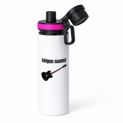Hacebo® - zwarte elektrische gitaar met eigen naam waterfles met draaidop roze - Gitaar - muziek liefhebbers - gitaristen - gitaar liefhebbers - verjaardag - cadeau - kado - water fles - 850ML