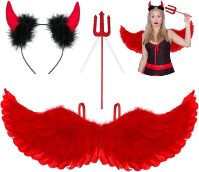 Drie delige set rode engelenvleugels van 60 cm voor dames en meisjes, perfect voor kostuums en decoratie