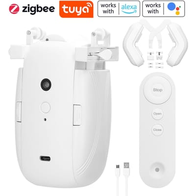 2PC Tuya ZigBee 3 in 1 Intelligente Gordijnmotor Elektrische Gordijnrobot Automatische Opener Geen bedrading 1pc wit