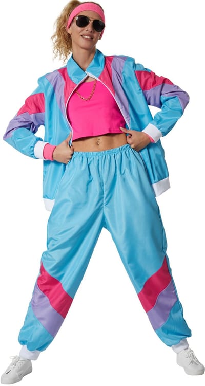 dressforfun - dameskostuum retro 80er 90er jaren joggingpak set - S - Verkleedkleding carnaval - Halloween - Verkleden - Feestkleding - Carnavalskleding - Feest - Partykleding