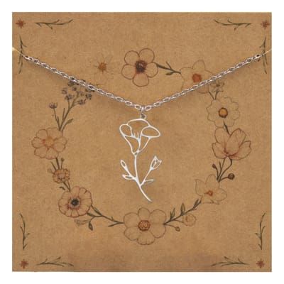 Bixorp Geboortebloem Ketting September / Dagbloem - Zilverkleurig Roestvrij Staal - Bloem Cadeau voor Dames & Meisjes