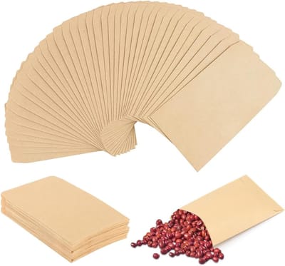 Verpakking van 100 stuks - Kraftpapieren oogstzakken - papieren voedselzakken - recyclebare kraftpapieren zakken - vintage papieren zakken - compact, lichtgewicht en gemakkelijk mee te nemen - geschikt voor alle gelegenheden (6*10 cm)