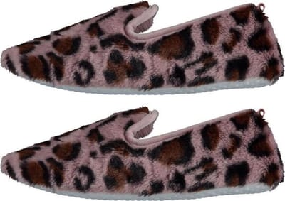Pantoffels - Sloffen dames - Laag - Panterprint - Roze | 37/38