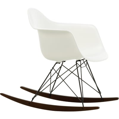 Vitra - RAR Eames Plastic Armchair - wit - zwart - sleden esdoorn donker