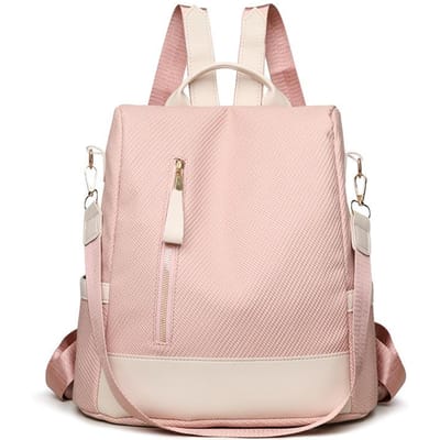 Sac à dos en cuir souple pour femme Sac tressé tendance Sac d'école léger à la mode Simple et polyvalent Sac à dos de voyage rose