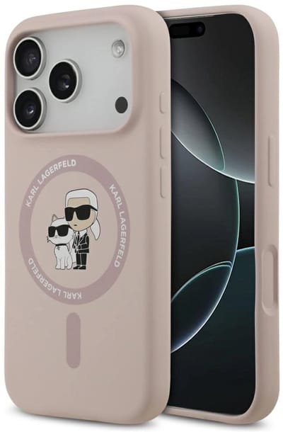 Karl Lagerfeld Silicone Karl&Choupette Ring MagSafe Case for iPhone 17 Pro - Pink