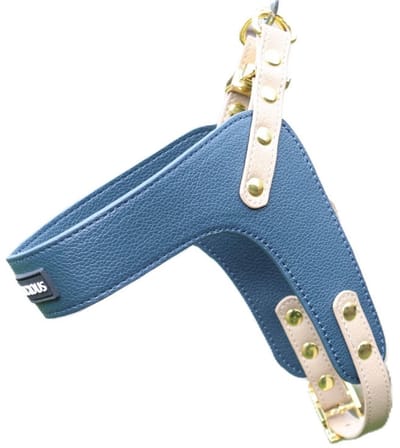 Cavlicious® hondentuigje veganleder - kleine hond - harnas hond - blauw - XS